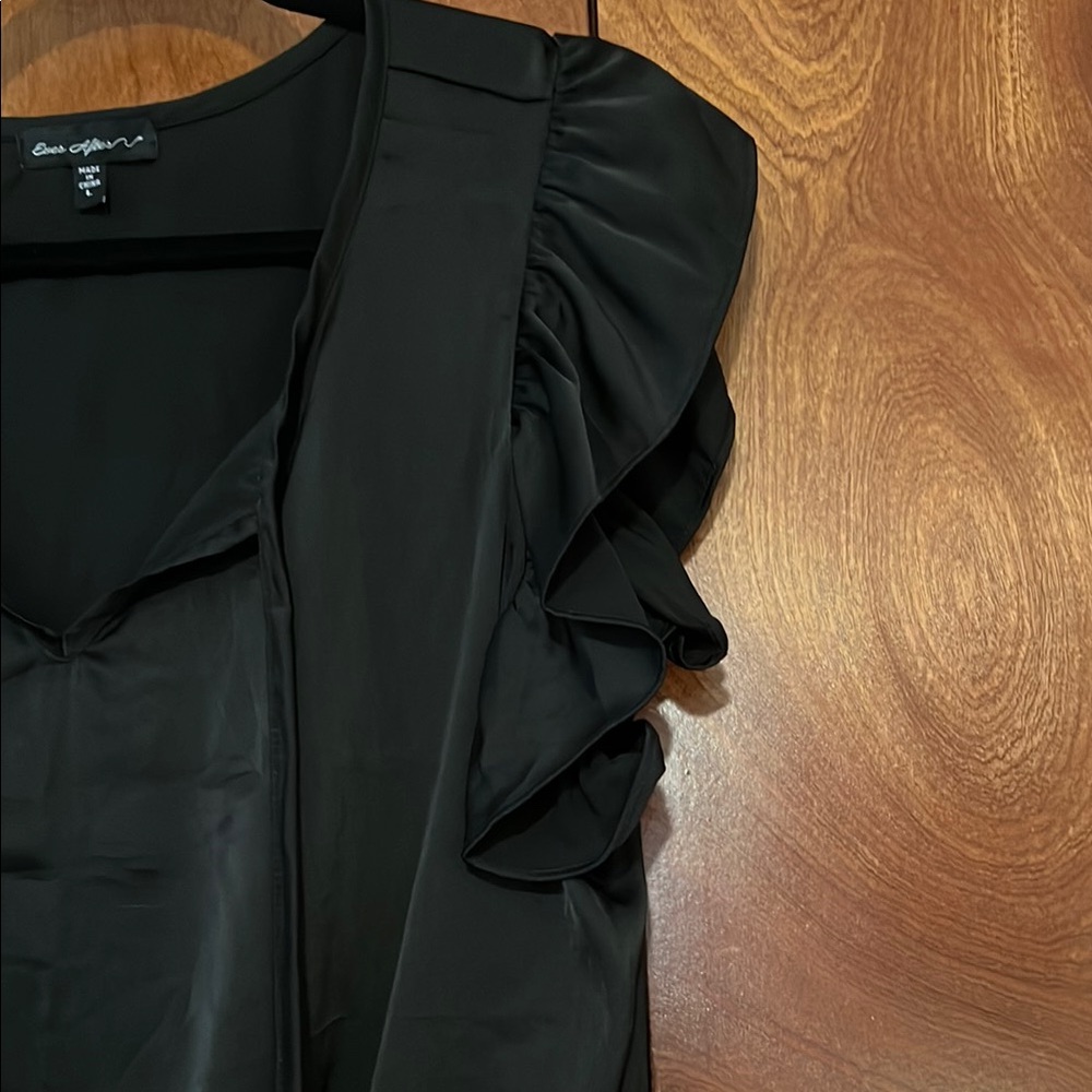 Black Ruffled Women's Top - Picture 3 of 3